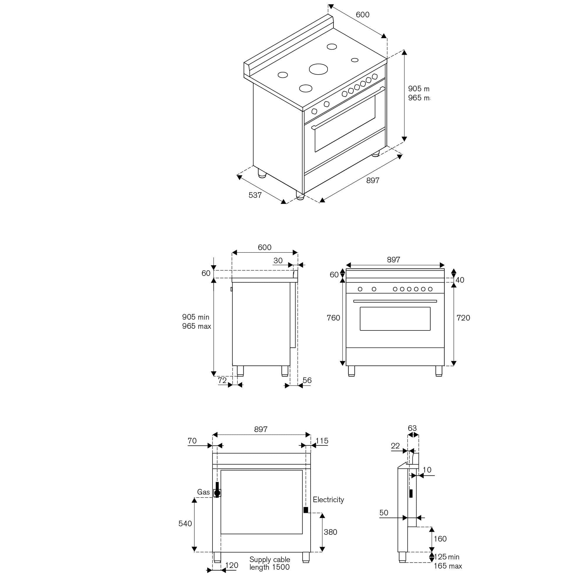 TUS96C61BX Futura Gasspis med multifunktionsugn 90 cm