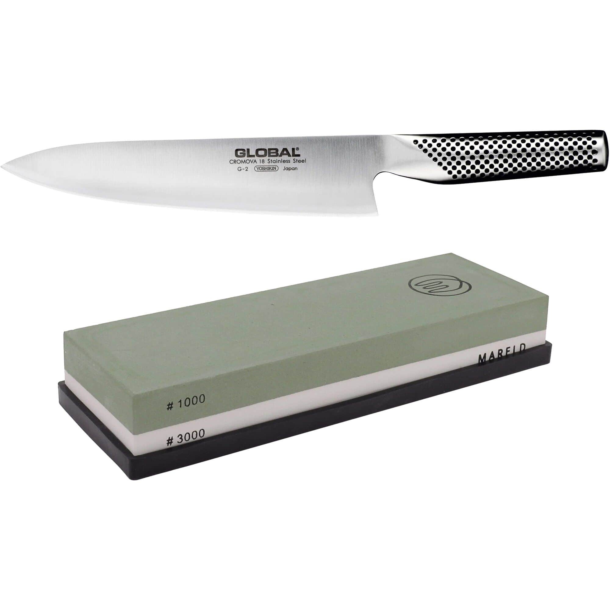 G-2 Kockkniv 20cm + Mareld slipsten 1000/3000 Grit